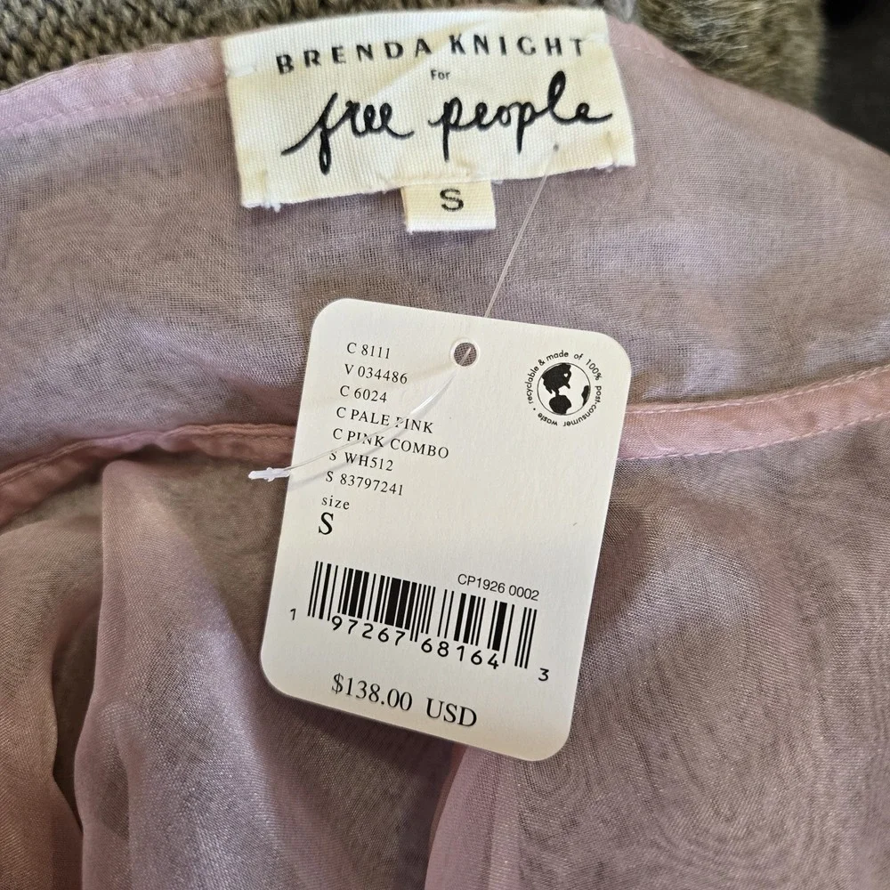NWT FP Brenda Knight/ Nigel Preston‎ Pale Pink Provence Organza Nylon Top Small